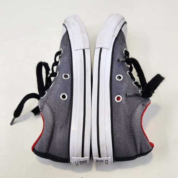 Converse All Star Junior Gray Red White Sneakers Size 12 Low Top Black Laces - Picture 8 of 9